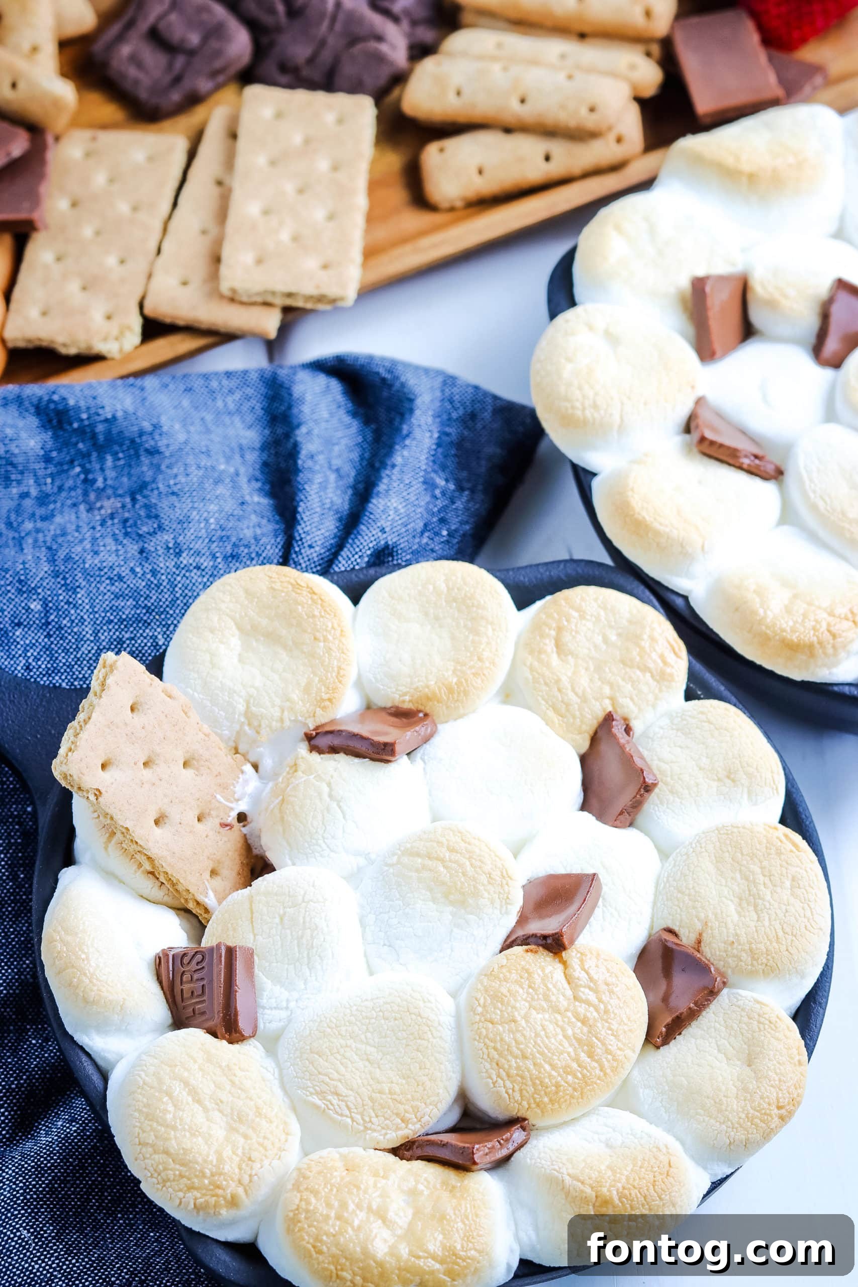 S'mores Dip in a cast iron skillet