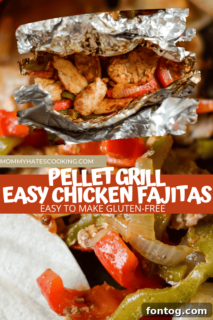 Pellet Grill Chicken Fajitas in Foil Packs - Pin Image