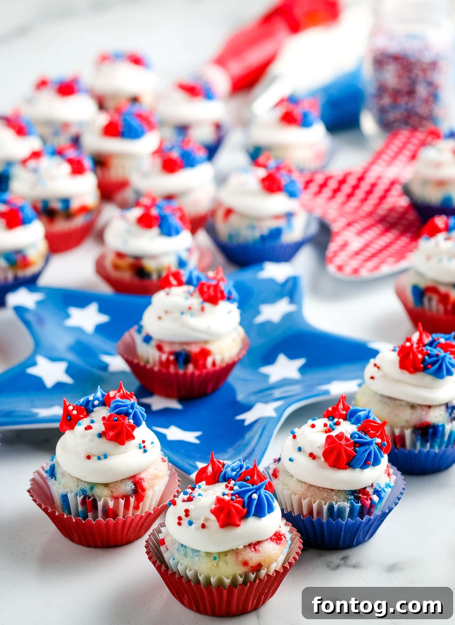 Mini Red White and Blue Cupcakes for 4th of July