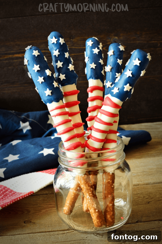 American Flag Pretzel Rods
