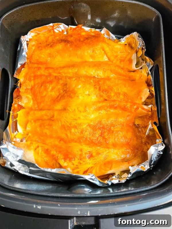 Rolled gluten-free tortillas filled with chicken for enchiladas.