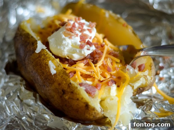 smoked baked potatoes ready to be served