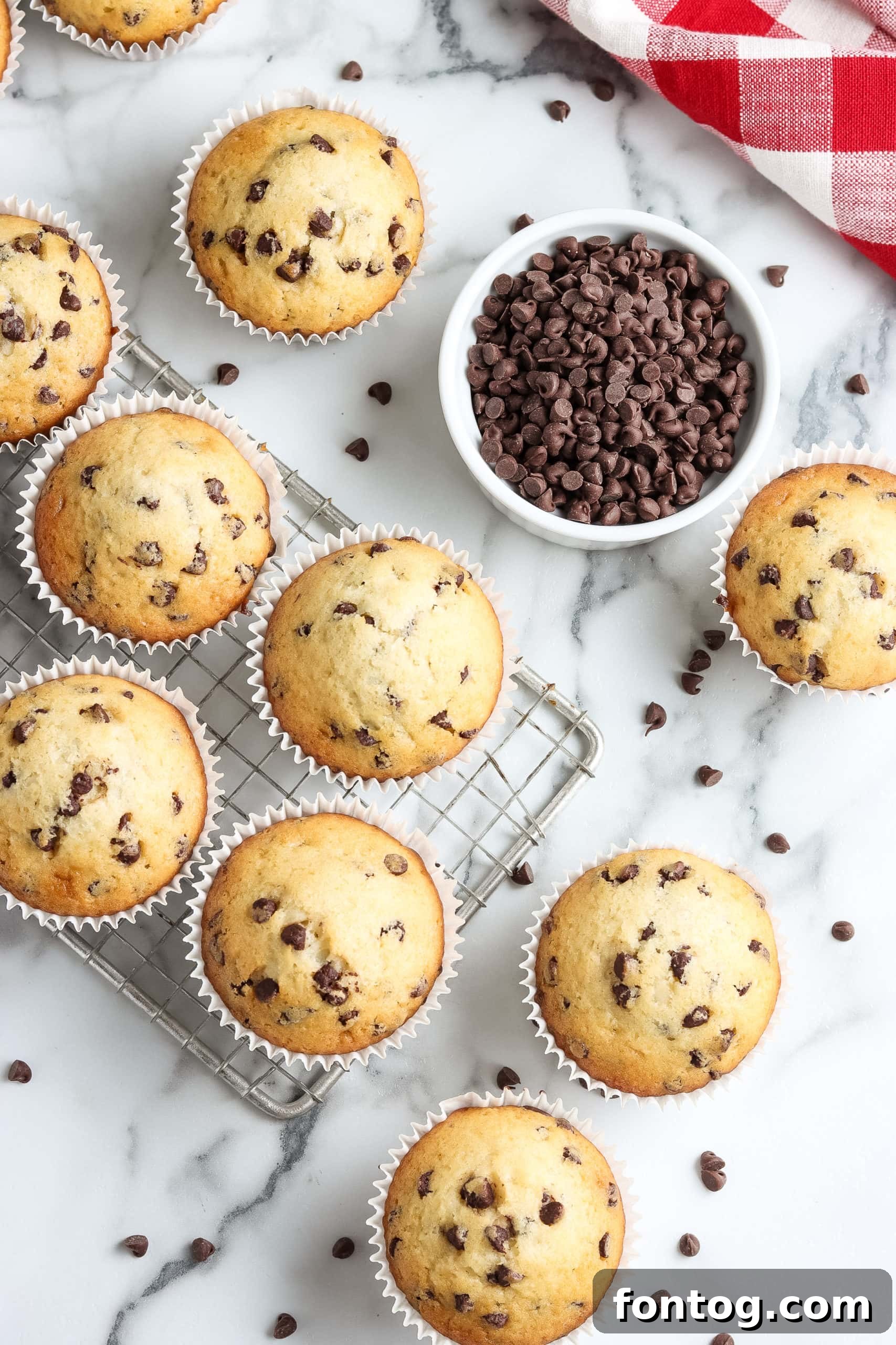 Gluten-Free Chocolate Chip Muffins in a basket, ready to be served.