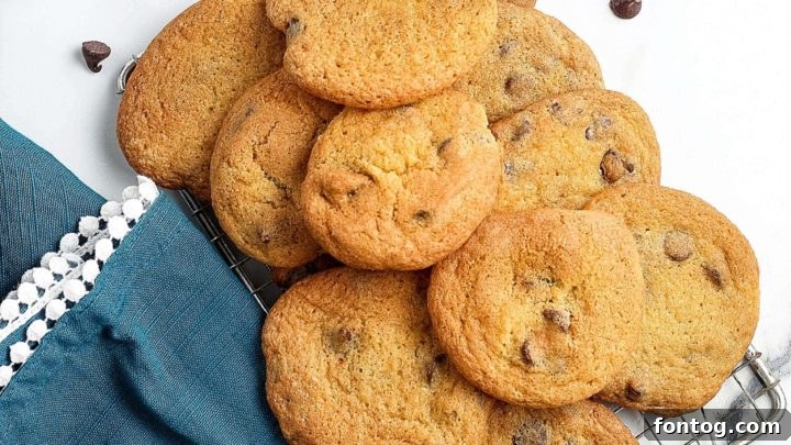 Perfectly baked Air Fryer Chocolate Chip Cookies, golden and chewy.