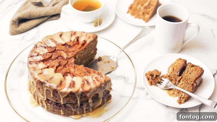 A decadent Apple Cake with Caramel Glaze, baked in the Ninja Foodi.