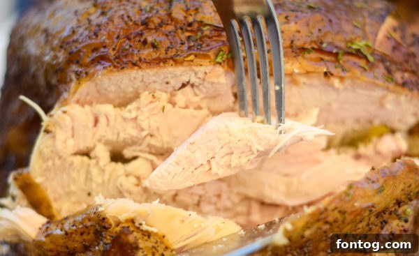 Basting a smoked turkey with chicken broth to keep it moist.