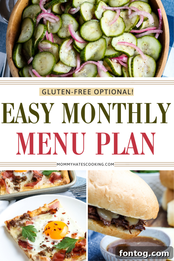 gluten free monthly meal plan visual guide