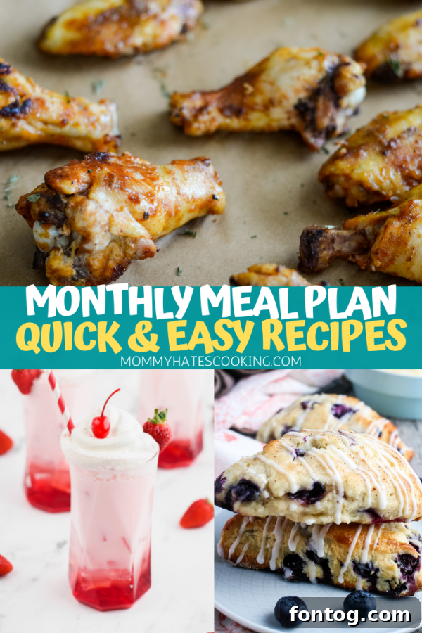 MONTHLY MENU PLAN visual for July