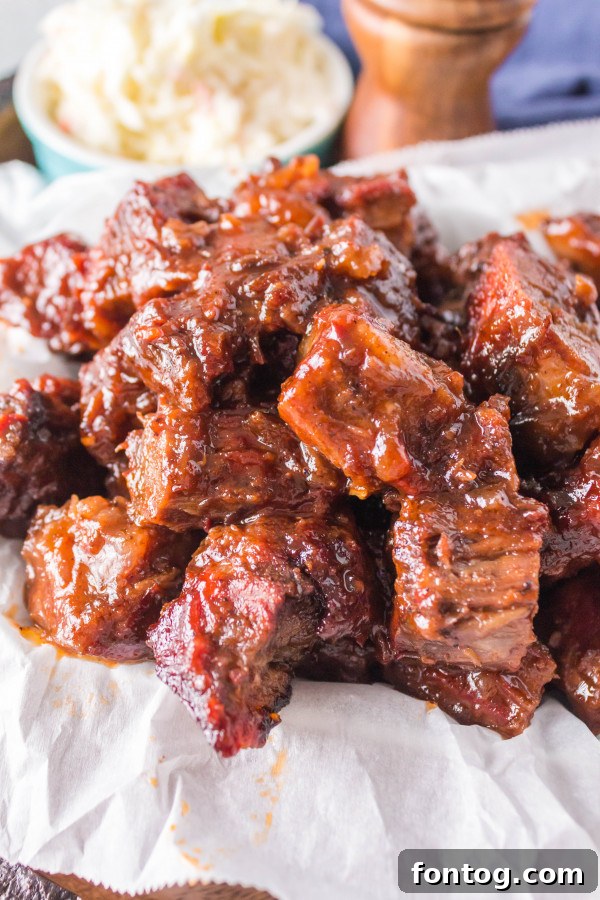 bbq burnt ends on a plate with sides