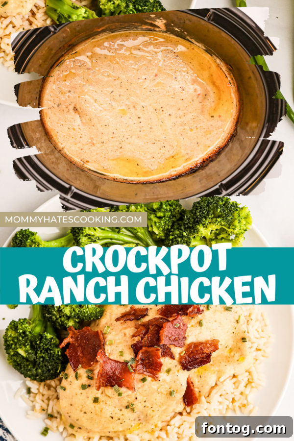 Effortless Slow Cooker Ranch Chicken 9 crockpot ranch chicken pinterest pin