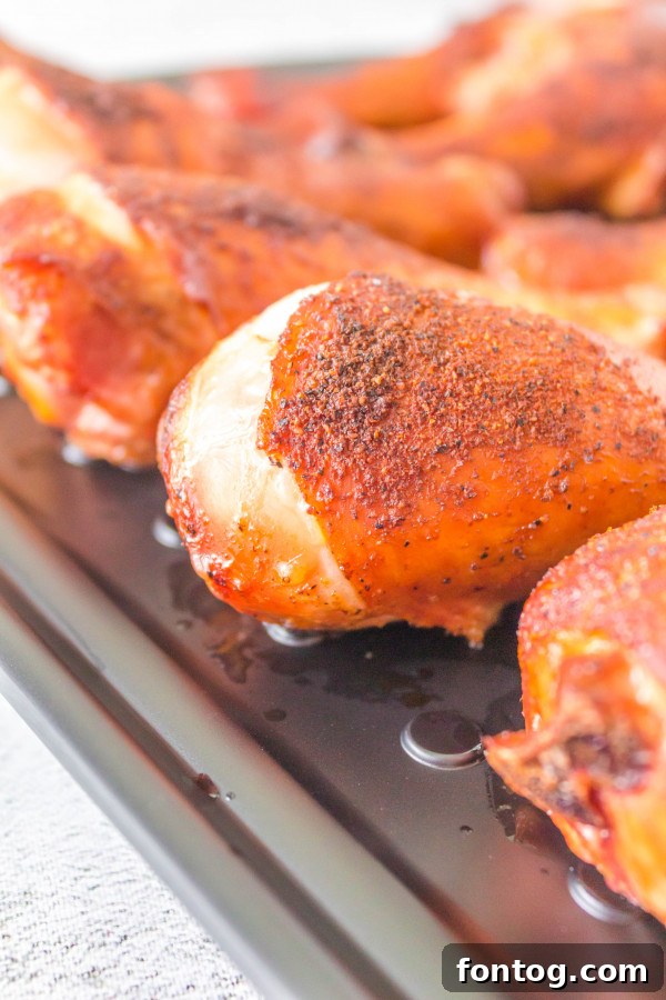 Juicy Pellet Smoked Chicken Drumsticks 2 smoked chicken drumsticks on a tray with seasoning