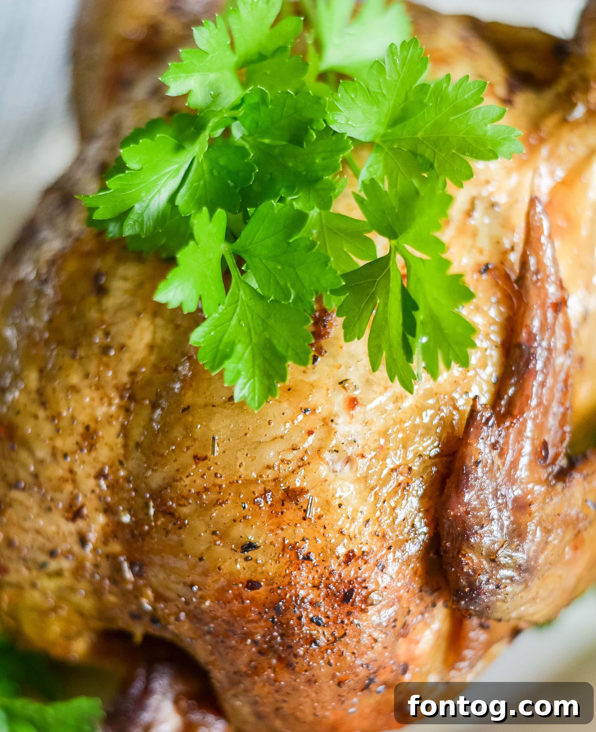 A perfectly roasted whole chicken, golden brown and ready to serve.