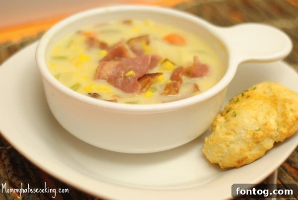 Creamy Corn Chowder, a hearty and delicious homemade soup for cold days.