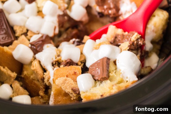 Cubed French baguette ready for Slow Cooker S'mores French Toast Casserole.