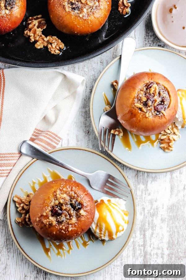 Two beautifully smoked apples, garnished and ready to be served