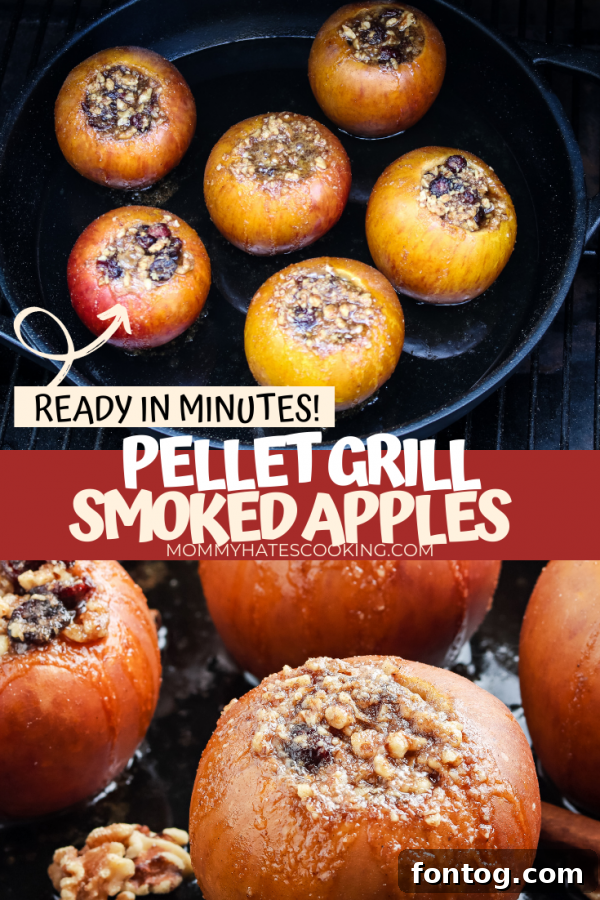 A graphic image for Smoked Apples recipe, perfect for social media sharing