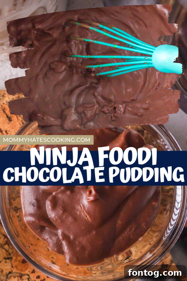 Ninja Foodi chocolate pudding recipe pin image for Pinterest