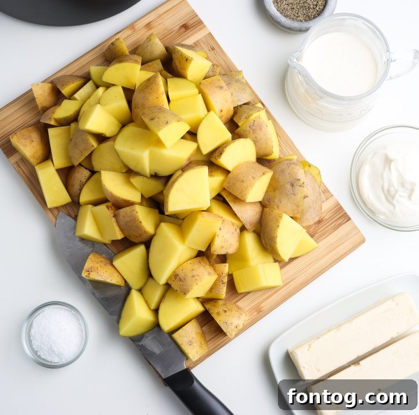 Ember Mashed Potatoes 3 Unsmoked mashed potatoes evenly spread in a cast iron skillet, ready to go onto the pellet grill.