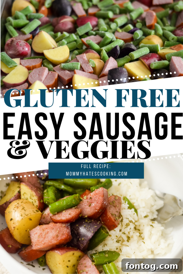 Effortless Sausage and Veggie Sheet Pan Dinner 9 Sheet Pan Sausage and Vegetables - Pin image for Pinterest