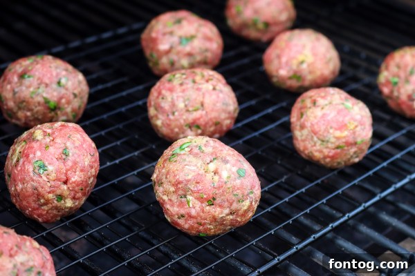 Stuffed Meatballs Smoking on a Pellet Grill