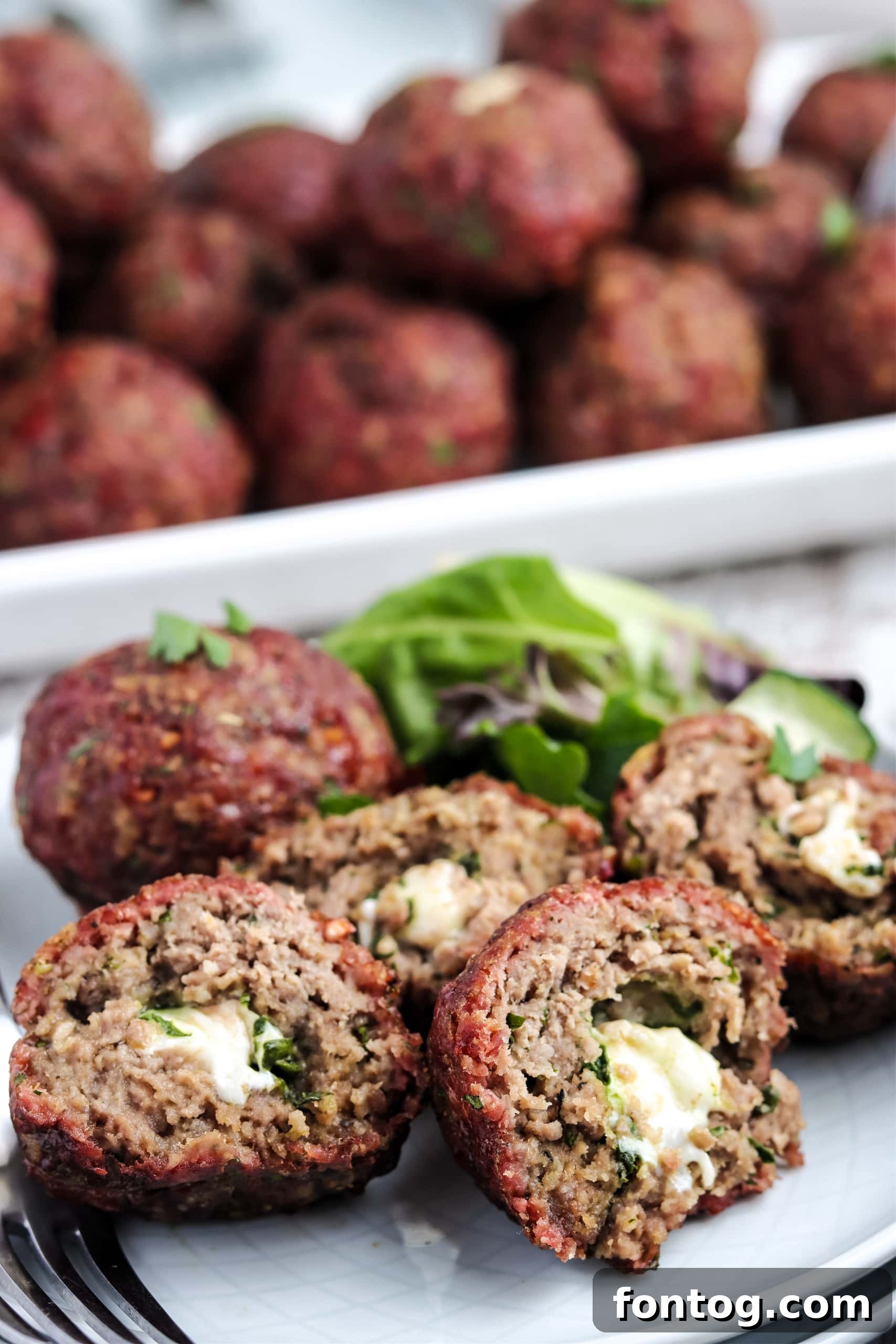 Smoked Stuffed Meatballs ready to serve