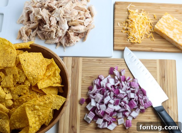 Shredded smoked chicken, perfectly cooked and ready to be used as a delicious nacho topping.