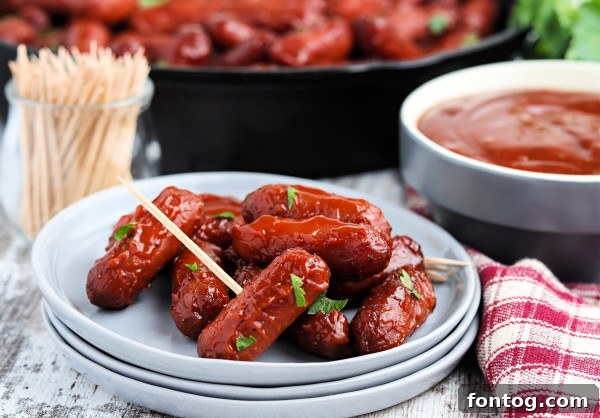 A platter of Smoked Little Smokies ready to be served.