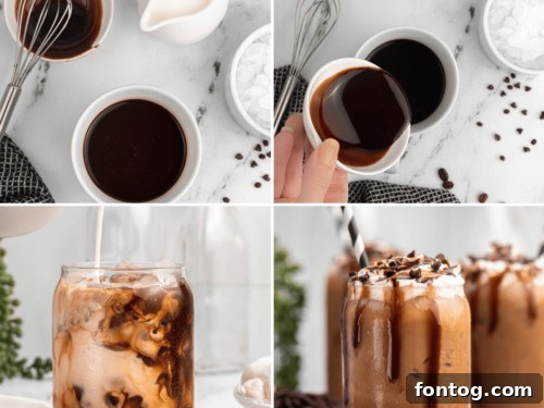 Elevate Your Coffee Experience 3 best coffee drink recipes: process shot of an iced mocha being made