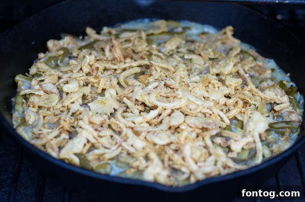 mixing green bean casserole ingredients