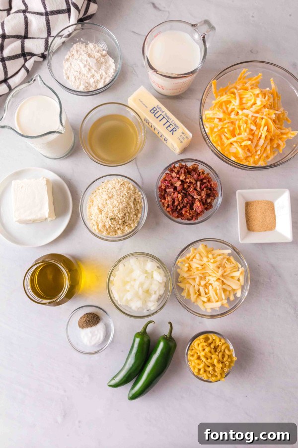 Ingredients for Ninja Foodi Jalapeño Macaroni and Cheese