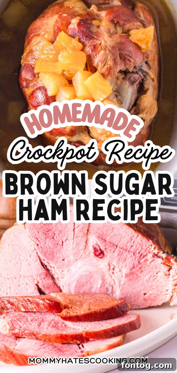 Glazed crockpot slow cooker ham ready for carving