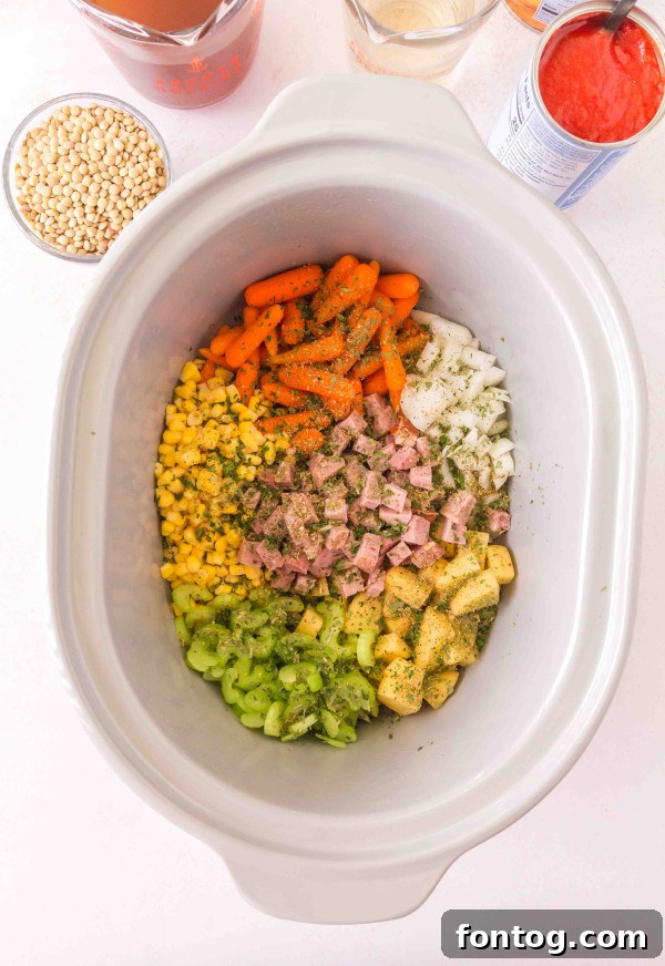 slow cooker ham and lentil soup