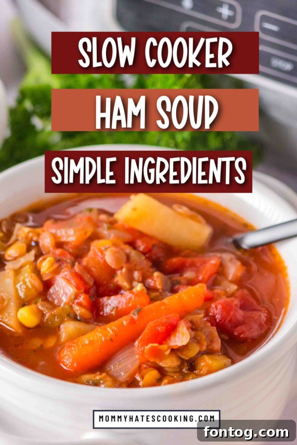 slow cooker ham and lentil soup