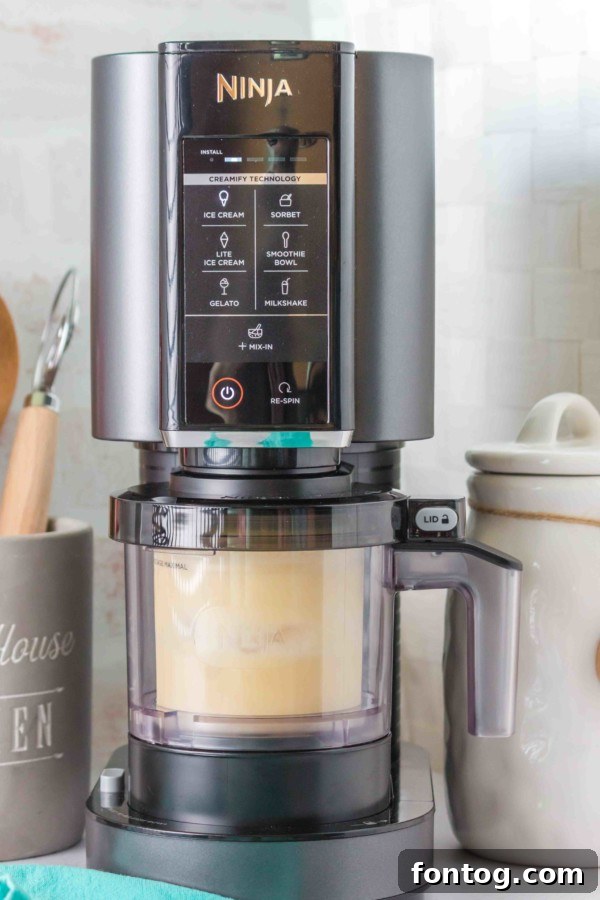 Ninja Creami Butter Pecan Bliss 3 Ninja Creami machine ready to make butter pecan ice cream