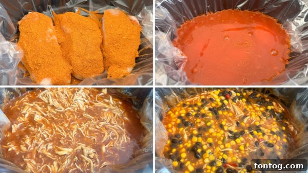 Set-and-Forget Gluten-Free Chicken Enchilada Casserole 5 crockpot enchilada casserole process step
