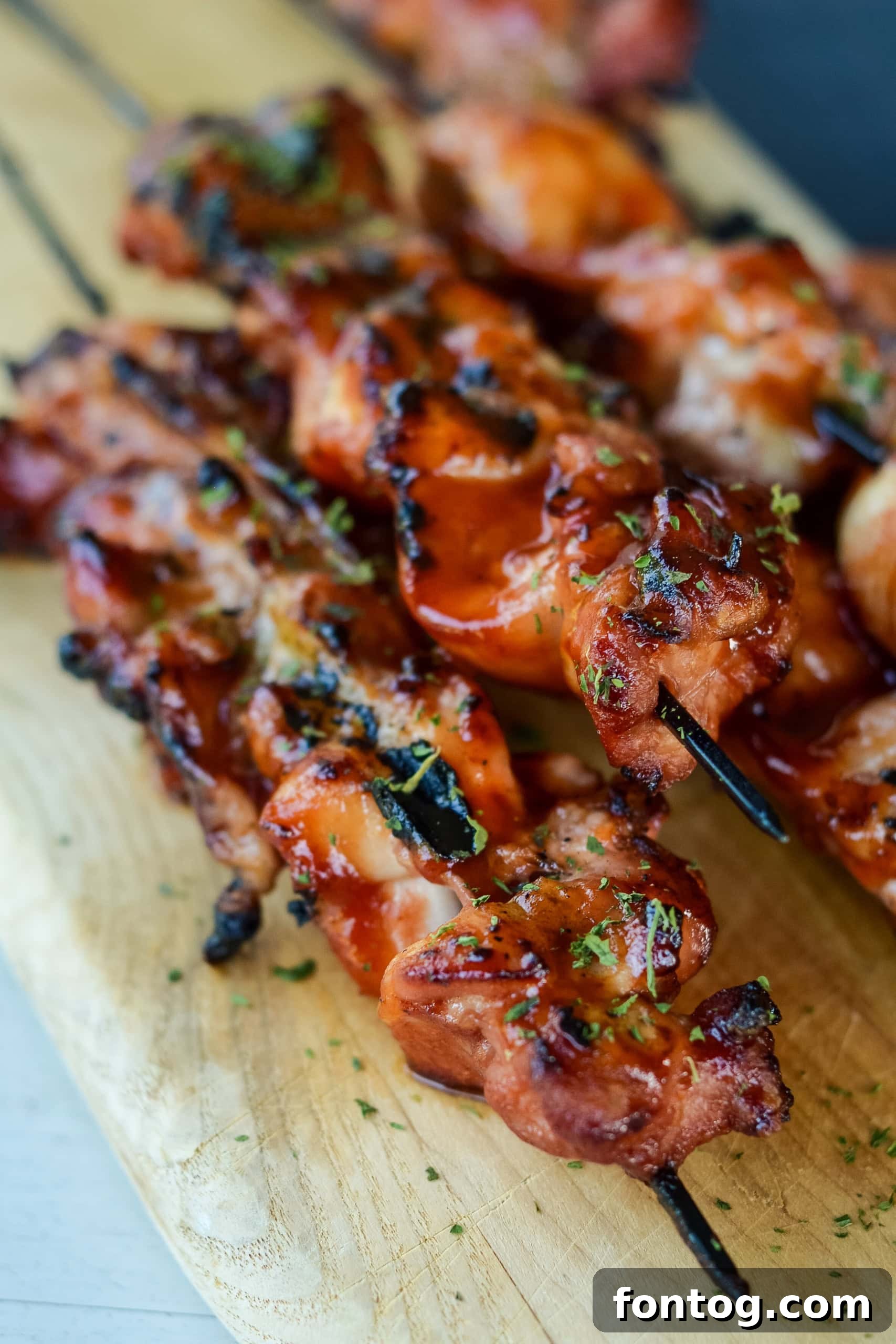 Pellet Grill Barbecue Chicken Skewers on a plate