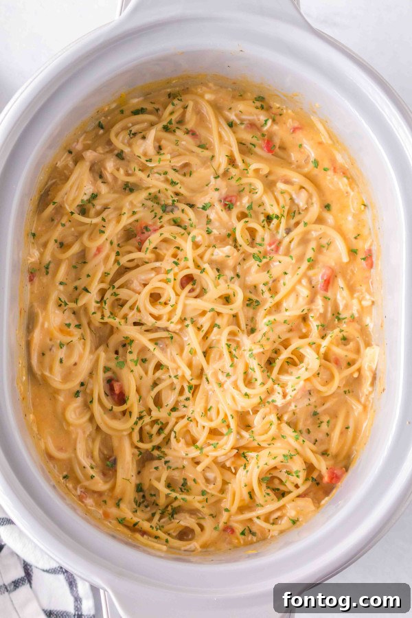 Set It And Forget It Gluten-Free Chicken Spaghetti 4 creamy crockpot chicken spaghetti