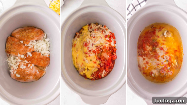 Set It And Forget It Gluten-Free Chicken Spaghetti 7 cooking process of crockpot chicken spaghetti