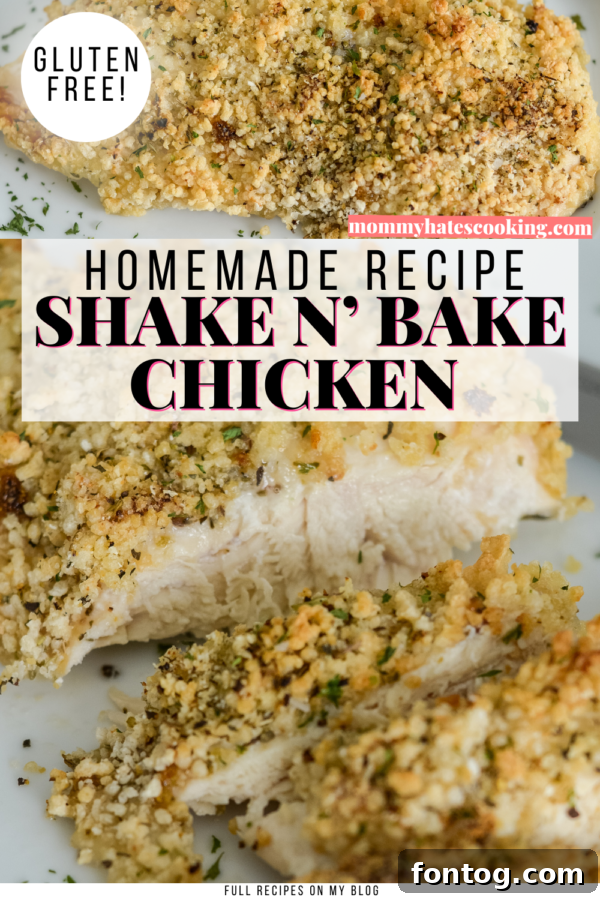 Gluten-free shake and bake chicken recipe pin image