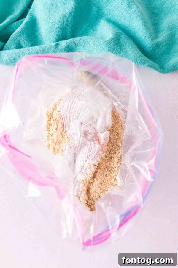 Close-up of crispy gluten-free shake and bake chicken