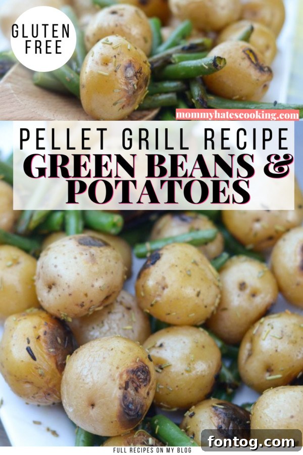 Pellet Grill Green Beans and Potatoes with text overlay