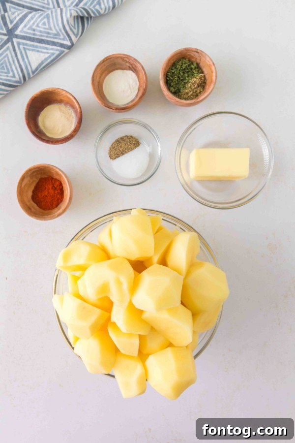 Slow cooker roasted potatoes ingredients and spices