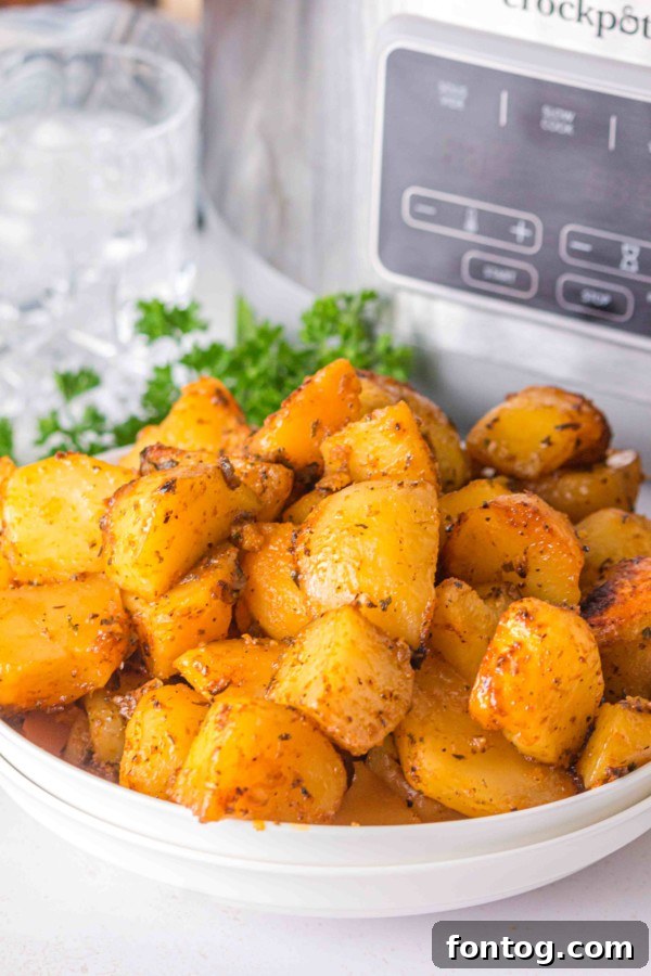 Slow cooker roasted potatoes with fresh herbs
