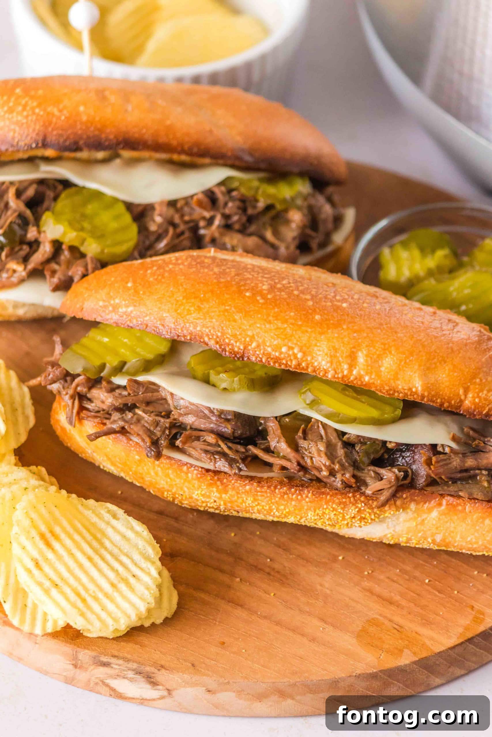 Slow Cooker Dill Roast Beef Sandwiches