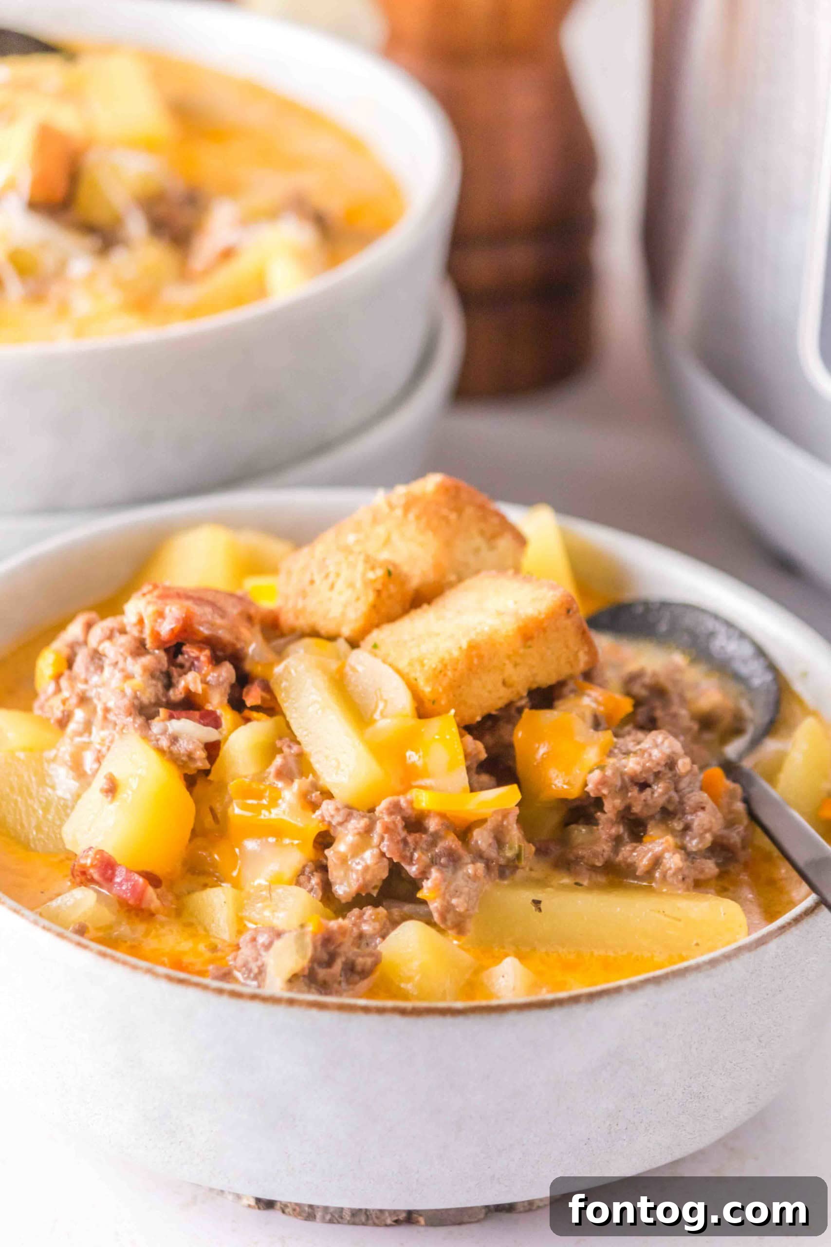 Gluten-Free Slow Cooker Cheeseburger Soup