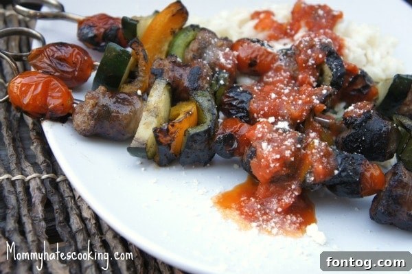 Grilled Italian Sausage and Vegetable Kabobs on a Skewer