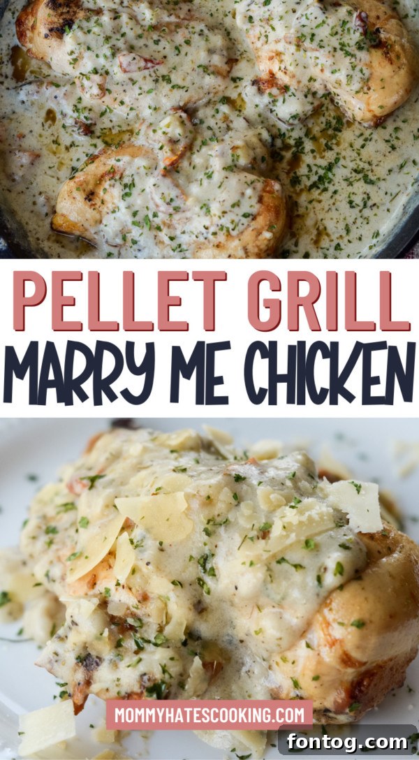Marry Me Chicken Pellet Grill - Pin image for Pinterest