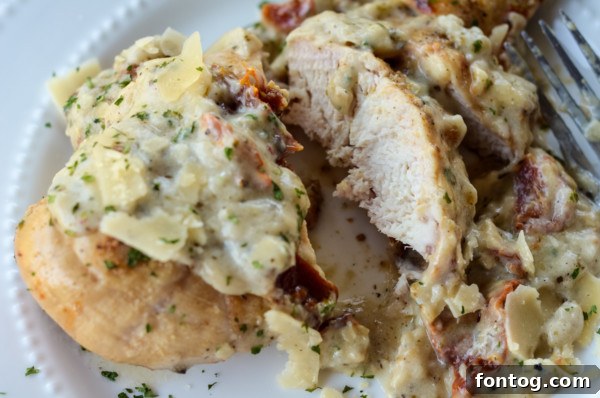 marry me chicken finished dish, garnish with parmesan