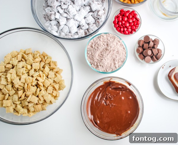 Santa's Gluten Free Reindeer Fuel 4 Ingredients being prepared for reindeer puppy chow mix.