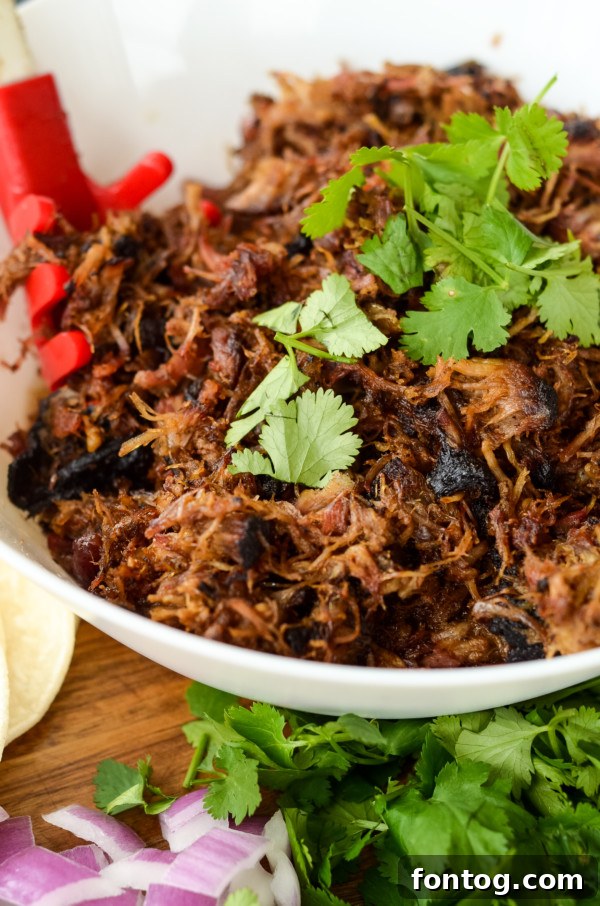 pellet grill smoked pork carnitas ready to serve